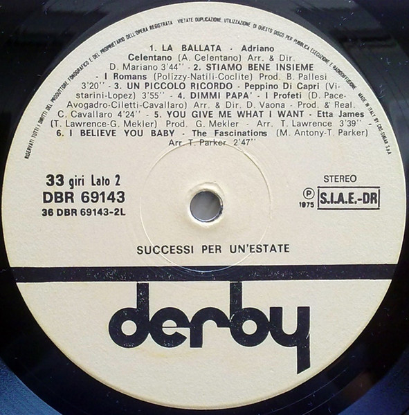 Various - Successi Per Un'Estate | Derby (DBR 69143) - 4