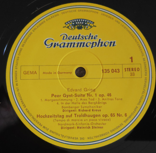 Edvard Grieg - Peer Gynt-Suiten Nr. 1 &. 2 / Hochzeitstag Auf Troldhaugen / Huldigugsmarsch Aus »Sigurd Jorsalfar« | Deutsche Grammophon (135 043)
