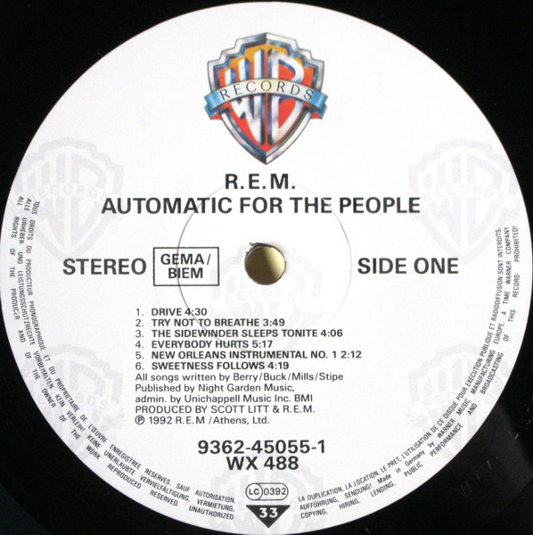 R.E.M. - Automatic For The People | Warner Bros. Records (9362-45055-1) - 3