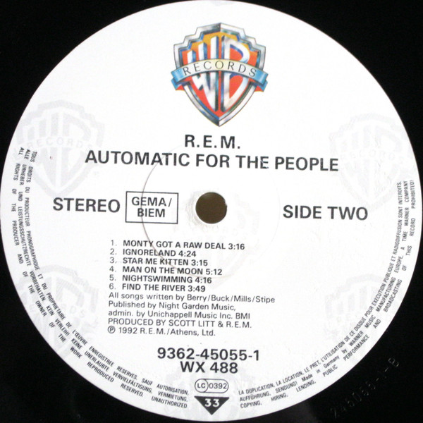 R.E.M. - Automatic For The People | Warner Bros. Records (9362-45055-1) - 4