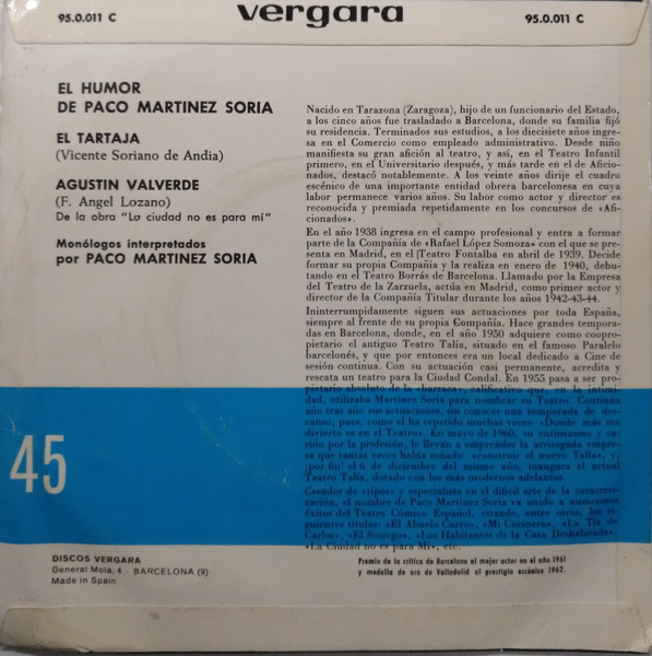 Paco Martinez Soria - El Humor De Paco Martinez Soria | Vergara (95.0.011 C) - 2