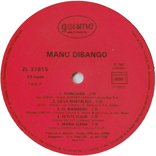 Manu Dibango - Soft And Sweet | Garima Records (ZL 37815) - 3