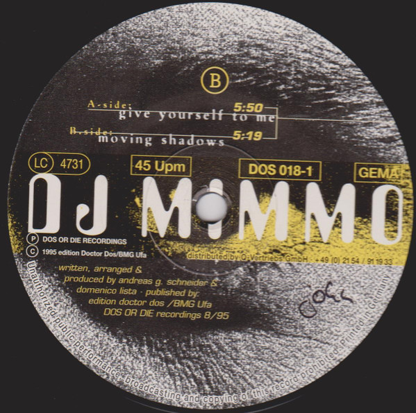 DJ Mimmo - Give Yourself To Me | Dos Or Die Recordings (DOS 018-1) - 2