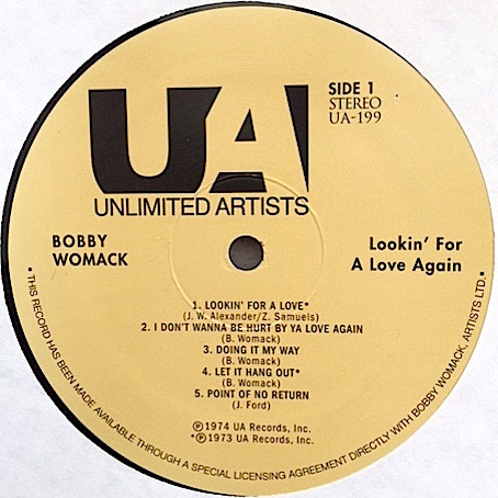 Bobby Womack - Lookin' For A Love Again | Unlimited Artists (UA-199) - 2