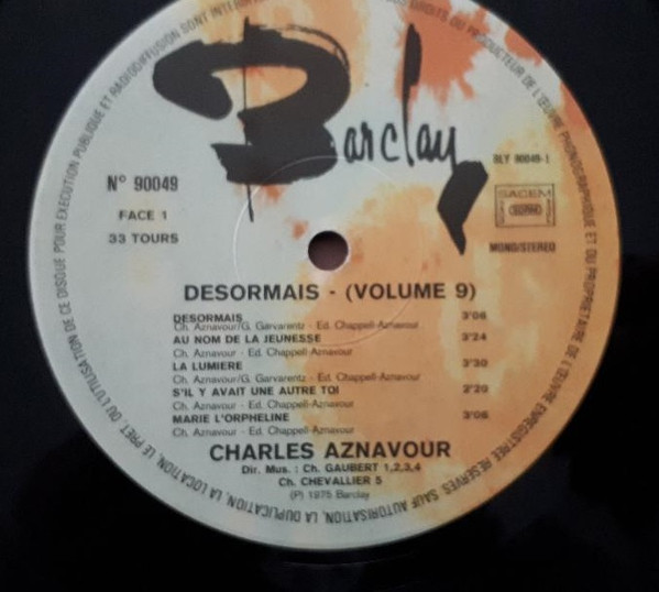 Charles Aznavour - Désormais-Volume 9 | Barclay (90049) - 3