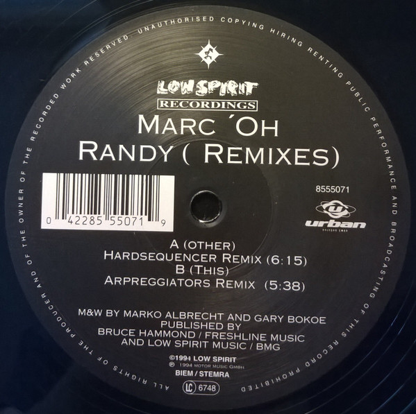Mark 'Oh - Randy (Never Stop That Feeling) (Remixes) | Low Spirit Recordings (8555071) - 3