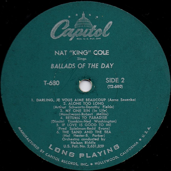 Nat King Cole - Ballads Of The Day | Capitol Records (T 680) - 4