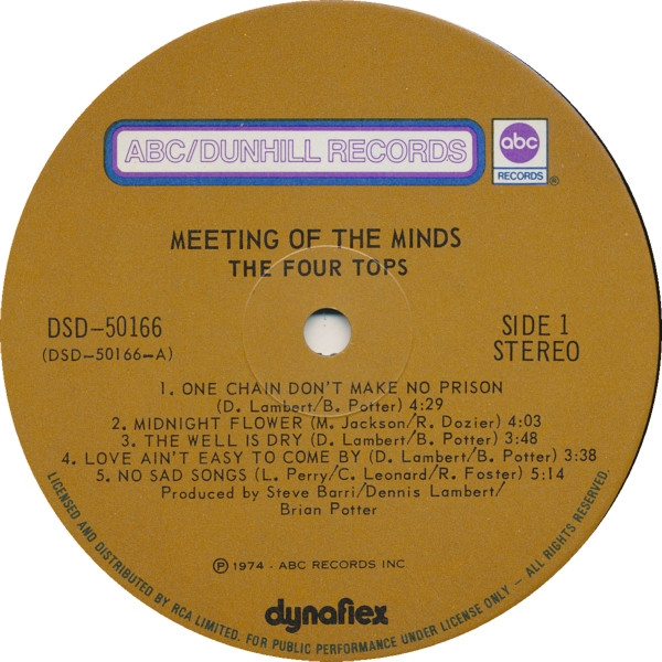 Four Tops - Meeting Of The Minds [Vinyl] | ABC/Dunhill Records (DSD-50166) - 4