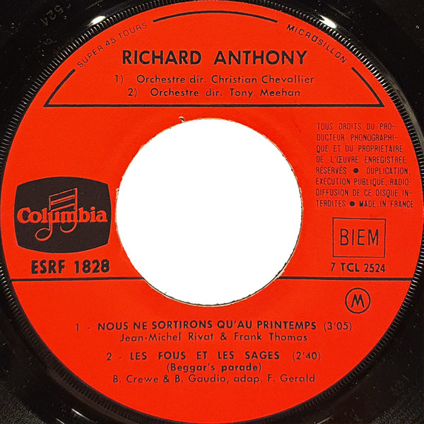 Richard Anthony - Fille Sauvage | Columbia (ESRF 1828) - 4