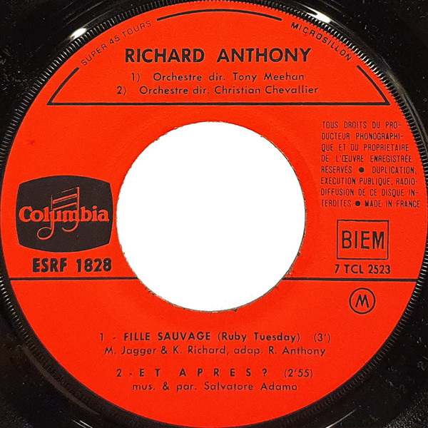 Richard Anthony - Fille Sauvage | Columbia (ESRF 1828) - 3