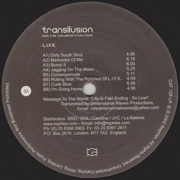 Transllusion - L.I.F.E. | Rephlex (CAT 128 LP) - 2 Transllusion - L.I.F.E. | Rephlex (CAT 128 LP) - 2