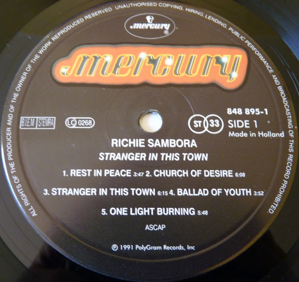Richie Sambora - Stranger In This Town | Mercury (848 895-1) - 3 Richie Sambora - Stranger In This Town | Mercury (848 895-1) - 3