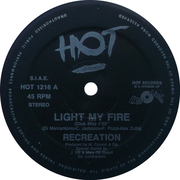 Recreation - Light My Fire | Hot Records (HOT 1216) - 2 Recreation - Light My Fire | Hot Records (HOT 1216) - 2