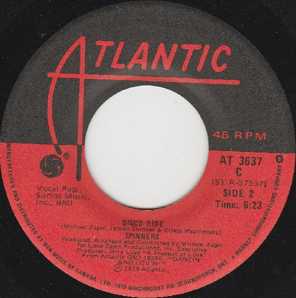 Spinners - Working My Way Back To You / Disco Ride (7") [Vinyl] | Atlantic (AT 3637) - 2