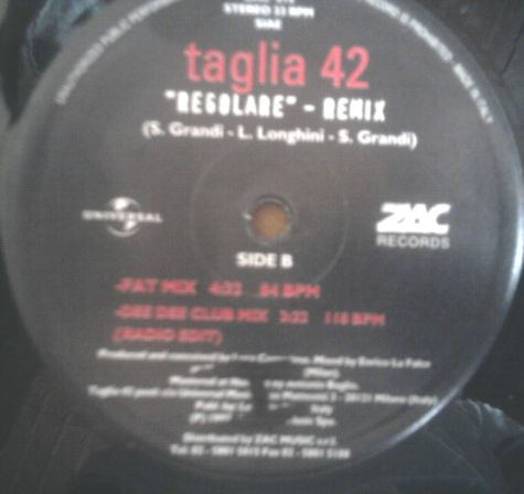 Taglia 42 - Regolare (Remix) | ZAC Records (ZAC 212) - 3