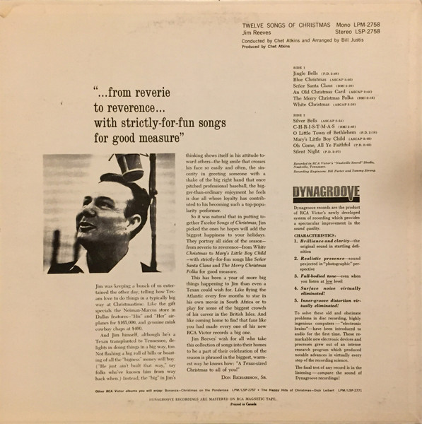 Jim Reeves - Twelve Songs Of Christmas | RCA Victor (LPM-2758) - 2 Jim Reeves - Twelve Songs Of Christmas | RCA Victor (LPM-2758) - 2