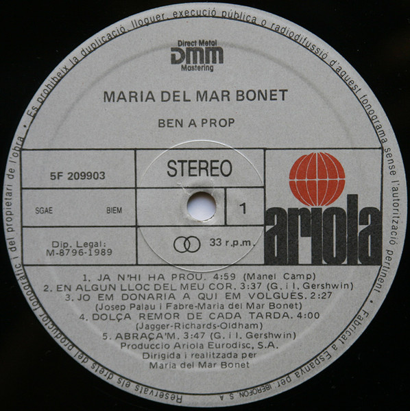 Maria Del Mar Bonet - Ben A Prop | Ariola (5F 209903) - 3