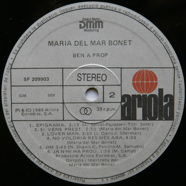 Maria Del Mar Bonet - Ben A Prop | Ariola (5F 209903) - 4