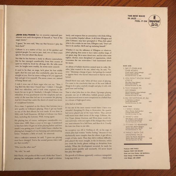 The John Coltrane Quartet - Ballads | Impulse! (IMPL 5051 (A 32)) - 3 The John Coltrane Quartet - Ballads | Impulse! (IMPL 5051 (A 32)) - 3