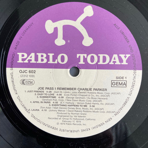 Joe Pass - I Remember Charlie Parker | Original Jazz Classics (OJC 602) - 4