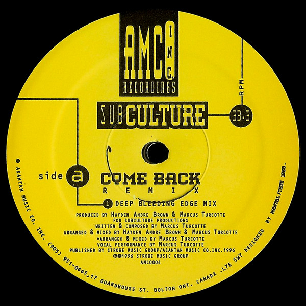 Subculture - Come Back (Remix) | AMC INC. Recordings (AMC-0004) - main