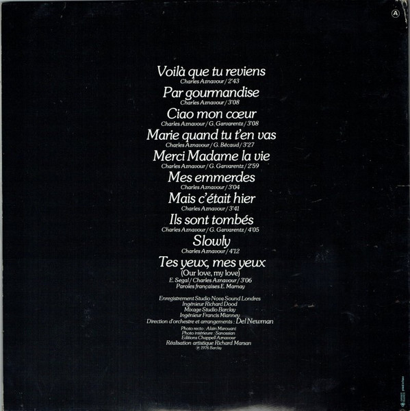Charles Aznavour - Voilà Que Tu Reviens | Barclay (90 053) - 4