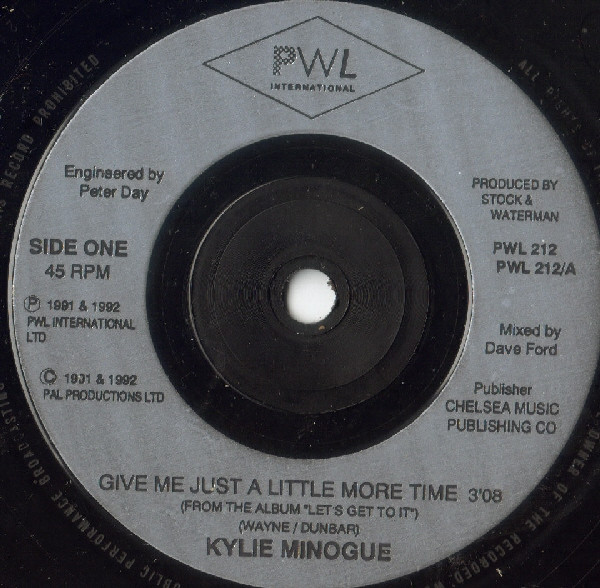 Kylie Minogue - Give Me Just A Little More Time | PWL Records (PWL 212) - 3