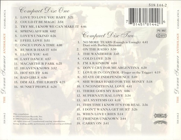 Donna Summer - The Donna Summer Anthology | Casablanca (518 144-2) - 3 Donna Summer - The Donna Summer Anthology | Casablanca (518 144-2) - 3