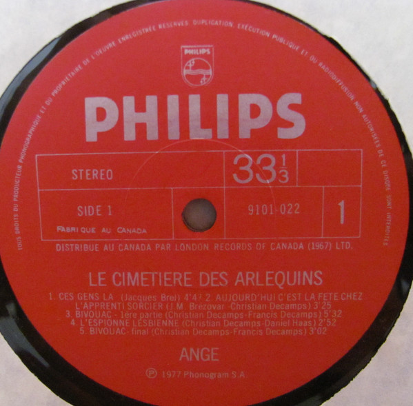 Ange - Le Cimetière Des Arlequins [Vinyl] | Philips (9101 022) - 4
