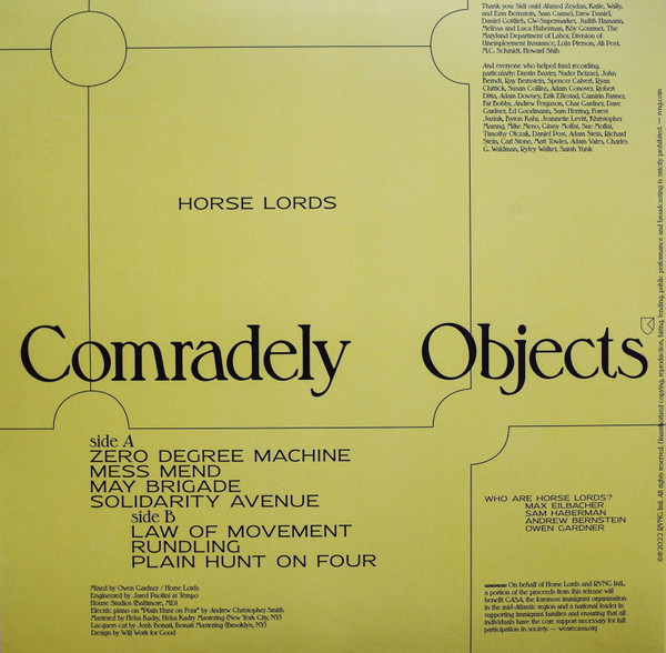 Horse Lords - Comradely Objects | Rvng Intl. (RVNGNL95) - 2