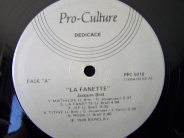 Jacques Brel - La Fanette | Pro-Culture (PPC 5016) - 3