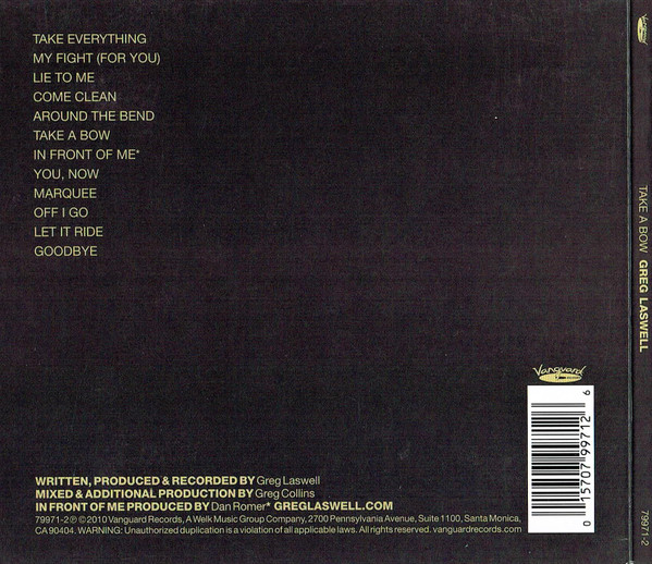 Greg Laswell - Take A Bow | Vanguard (79971-2) - 2