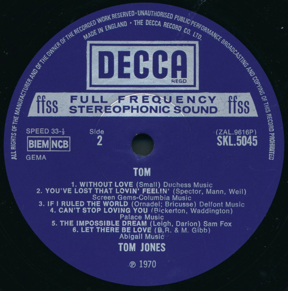 Tom Jones - Tom | Decca (SKL 5045) - 4