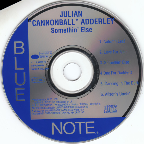 Cannonball Adderley - Somethin' Else | Blue Note (0777 7 46338 2 6) - 3