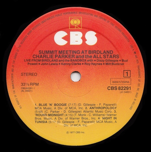 Charlie Parker - Summit Meeting At Birdland | CBS (CBS 82291) - 4