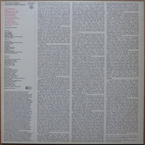 Charlie Parker - Summit Meeting At Birdland | CBS (CBS 82291) - 2