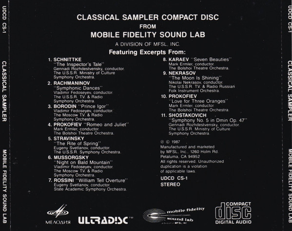 Various - Classical Sampler | Mobile Fidelity Sound Lab (UDCD CS-1) - 2 Various - Classical Sampler | Mobile Fidelity Sound Lab (UDCD CS-1) - 2
