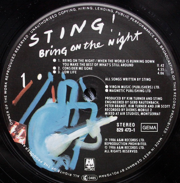 Sting - Bring On The Night | A&M Records (396705-1) - 2 Sting - Bring On The Night | A&M Records (396705-1) - 2