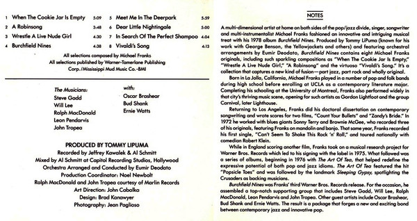 Michael Franks - Burchfield Nines | Warner Bros. Records (7599-27351-2) - 4 Michael Franks - Burchfield Nines | Warner Bros. Records (7599-27351-2) - 4