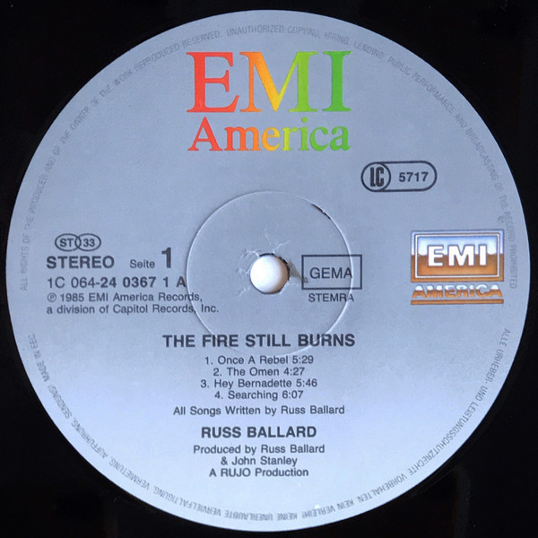 Russ Ballard - The Fire Still Burns | EMI America (1C 064-24 0367 1) - 3 Russ Ballard - The Fire Still Burns | EMI America (1C 064-24 0367 1) - 3