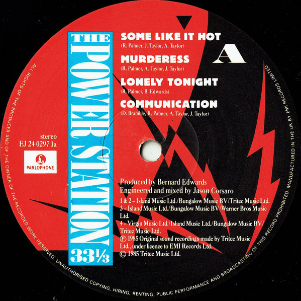 The Power Station - The Power Station 33⅓ | Parlophone (POST 1) - 3 The Power Station - The Power Station 33⅓ | Parlophone (POST 1) - 3