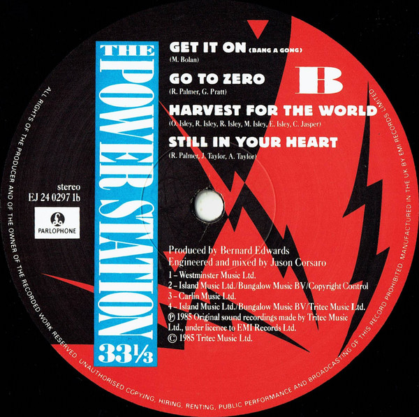 The Power Station - The Power Station 33⅓ | Parlophone (POST 1) - 4 The Power Station - The Power Station 33⅓ | Parlophone (POST 1) - 4