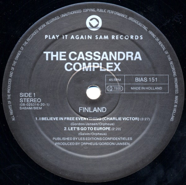 The Cassandra Complex - Finland | Play It Again Sam Records (BIAS 151) - 3 The Cassandra Complex - Finland | Play It Again Sam Records (BIAS 151) - 3