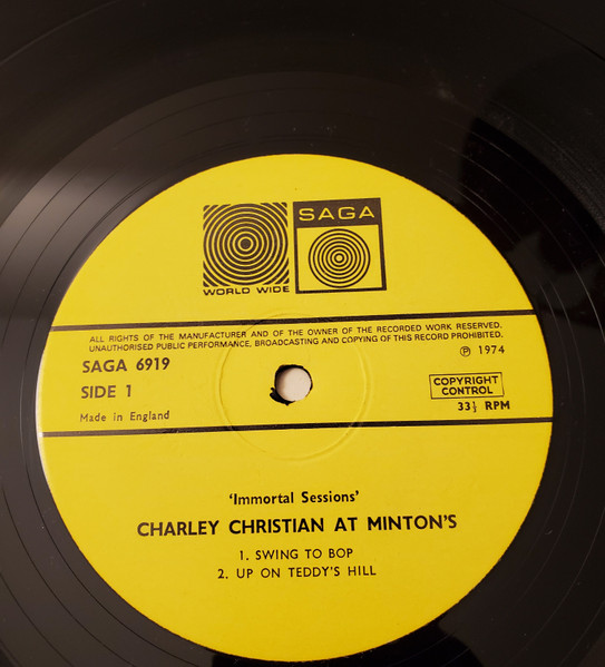 Charlie Christian - Charley Christian At Minton's | Saga (SAGA 6919) - 2