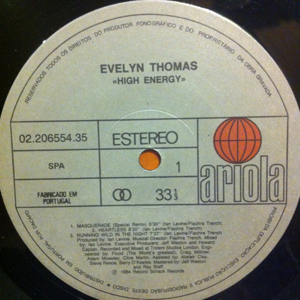Evelyn Thomas - High Energy | Ariola (02.206554.40) - 3