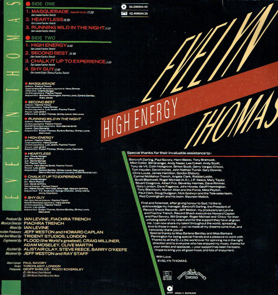 Evelyn Thomas - High Energy | Ariola (02.206554.40) - 2