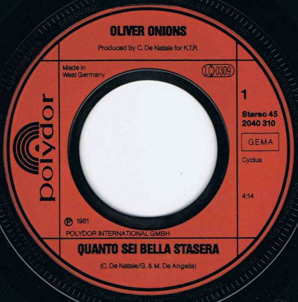 Oliver Onions - Quanto Sei Bella Stasera | Polydor (2040 310) - 3