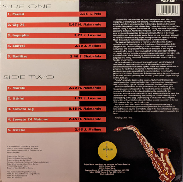 Various - Bringing It Down - South African Sax Jive | Trojan World (TWLP 002) - main