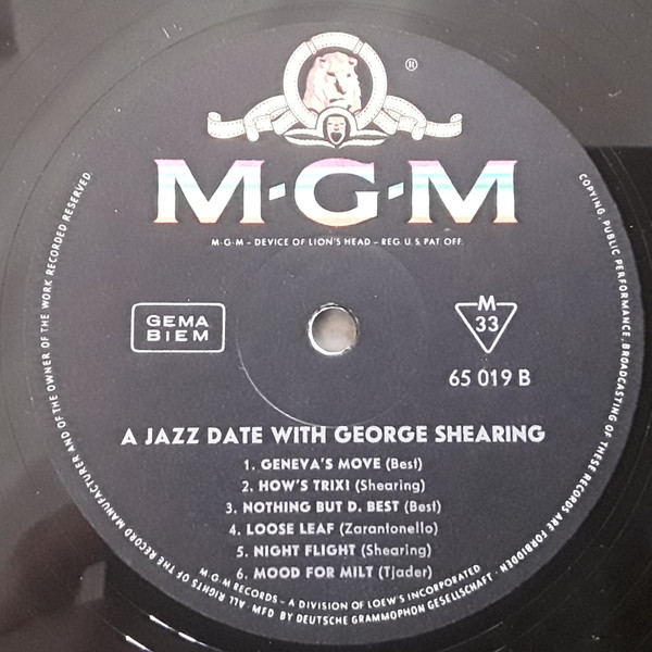 The George Shearing Quintet - A Jazz Date With George Shearing | MGM Records (65 019) - 4 The George Shearing Quintet - A Jazz Date With George Shearing | MGM Records (65 019) - 4
