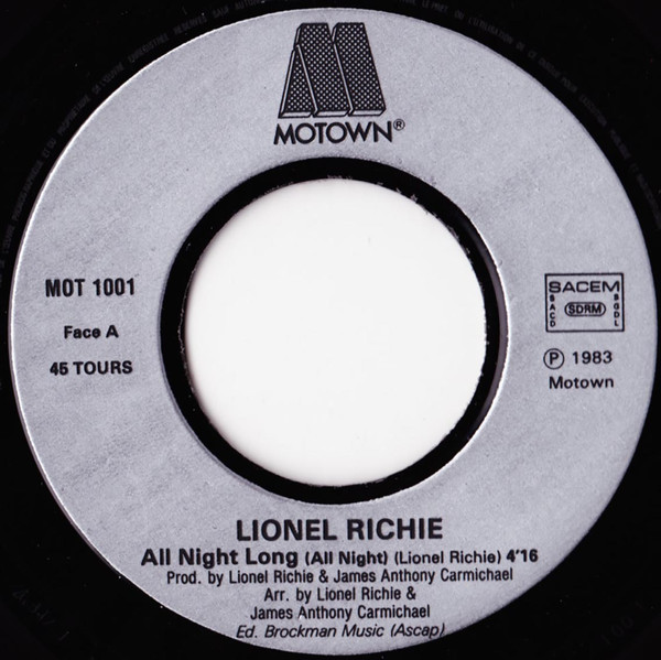 Lionel Richie - All Night Long (All Night) | Motown (MOT 1001) - 3